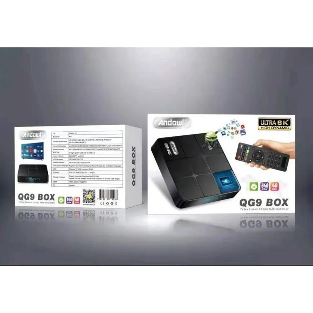 TV BOX ANDROID 10.0 SMART TV MEDIAPLAYER 4G RAM 64GB ROM 6K ULTRA HD QG9 BOX