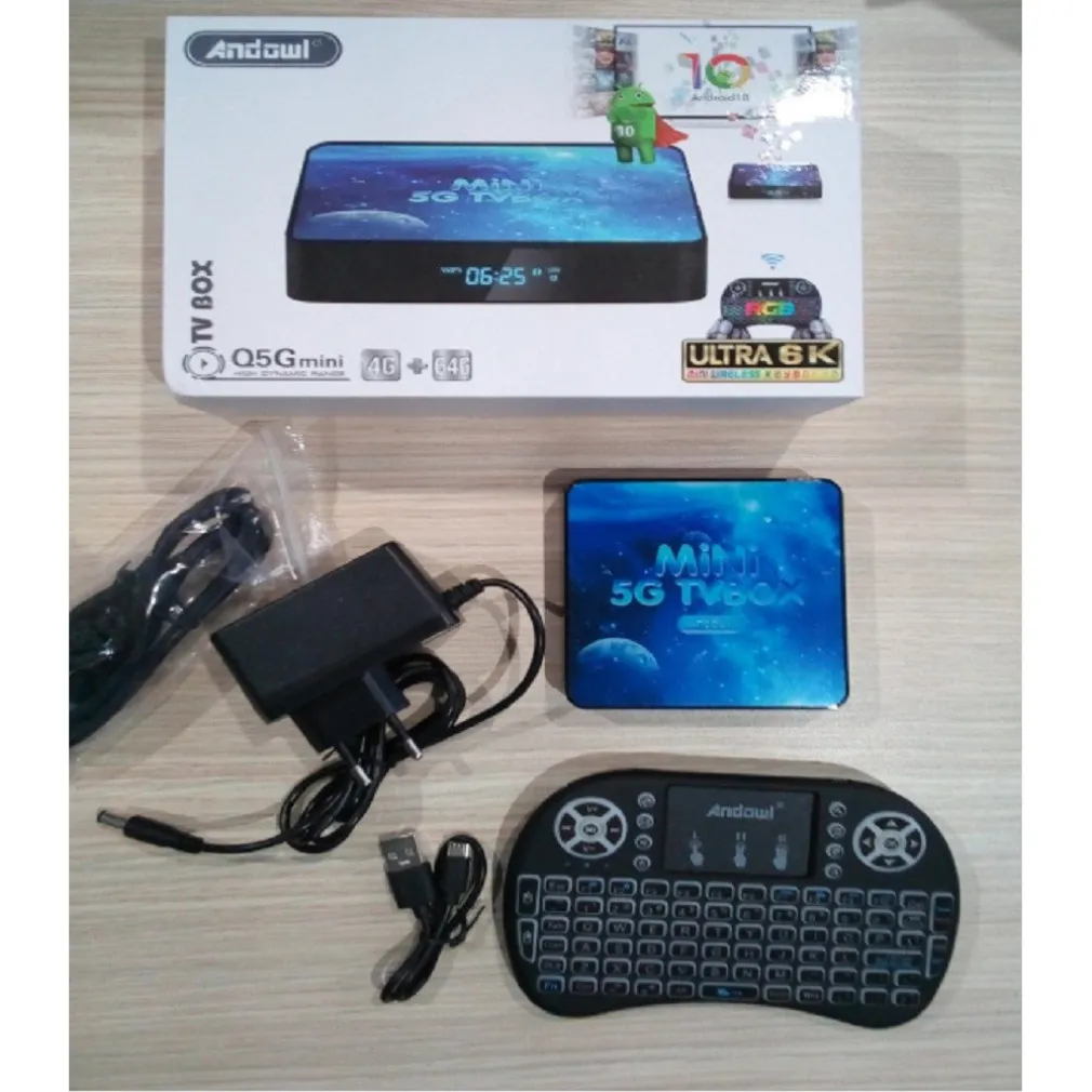 TV BOX Q5GMINI ULTRA 6K HD 4G RAM + 64G WI-FI ANDROID 10 SMART TV BOX TASTIERA