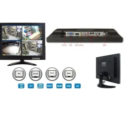 TV TELEVISORE MONITOR LCD 12'' POLLICI TFT VIDEOSORVEGLIANZA VGA BNC HDMI RCA