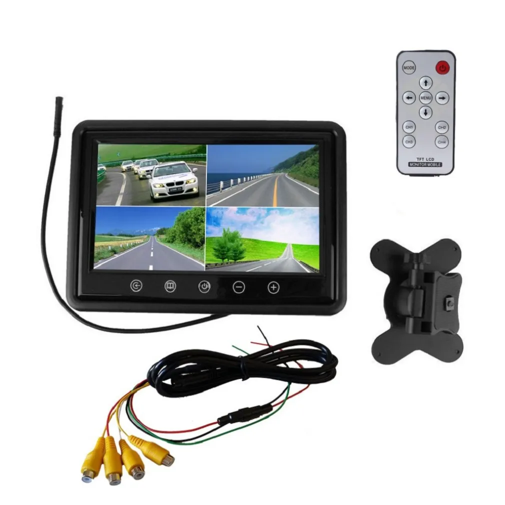 TV TELEVISORE MONITOR LCD DIGITALE 9'' TFT VIDEOSORVEGLIANZA 4 INGRESSI VIDEO