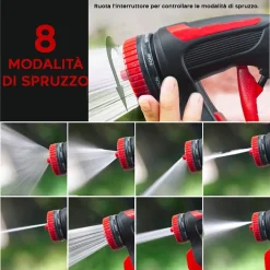 UGELLO PER TUBO FLESSIBILE SERBATOIO SAPONE 200 ML SPRUZZATORE 8 GETTI DI ACQUA