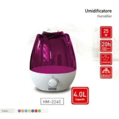 UMIDIFICATORE 4 LT 25 WATT AROMATERAPIA CON 7 DIFFERENTI COLORAZIONI LED HM-2240