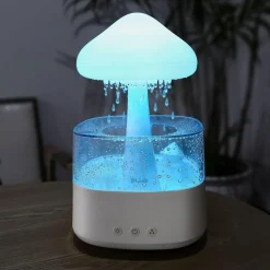UMIDIFICATORE NUVOLA DI PIOGGIA DIFFUSORE OLI ESSENZIALI AROMATERAPIA CON 7 LUCI