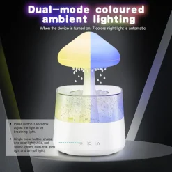 UMIDIFICATORE NUVOLA DI PIOGGIA DIFFUSORE OLI ESSENZIALI AROMATERAPIA CON 7 LUCI