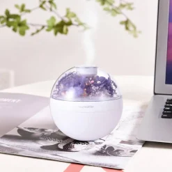 UMIDIFICATORE PER AMBIENTE AROMATERAPIA OLI ESSENZIALI USB CON FIORI PROFUMATORE
