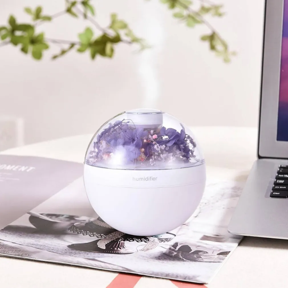 UMIDIFICATORE PER AMBIENTE AROMATERAPIA OLI ESSENZIALI USB CON FIORI PROFUMATORE