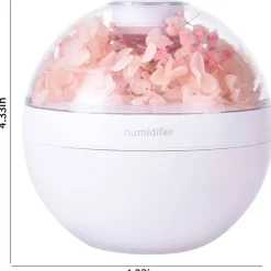 UMIDIFICATORE PER AMBIENTE AROMATERAPIA OLI ESSENZIALI USB CON FIORI PROFUMATORE