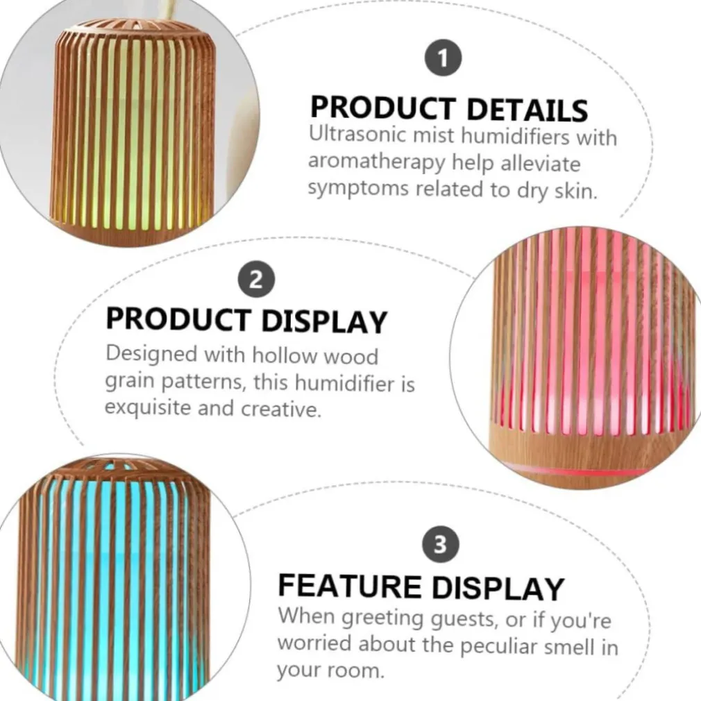 UMIDIFICATORE PER AMBIENTE AROMATERAPIA OLI ESSENZILI CON LUCE NOTTE PROFUMATORE