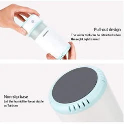 UMIDIFICATORE ULTRASUONI LED CASA AUTO PURIFICATORE ARIA MINI PORTATILE 200ML