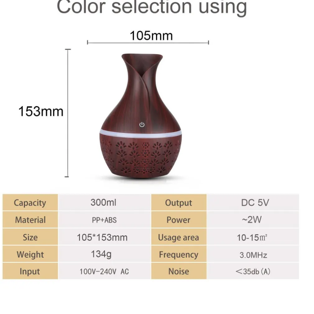 UMIDIFICATORE ULTRASUONI DIFFUSORE DI AROMI OLI ESSENZIALI PER AROMATERAPIA ACHI