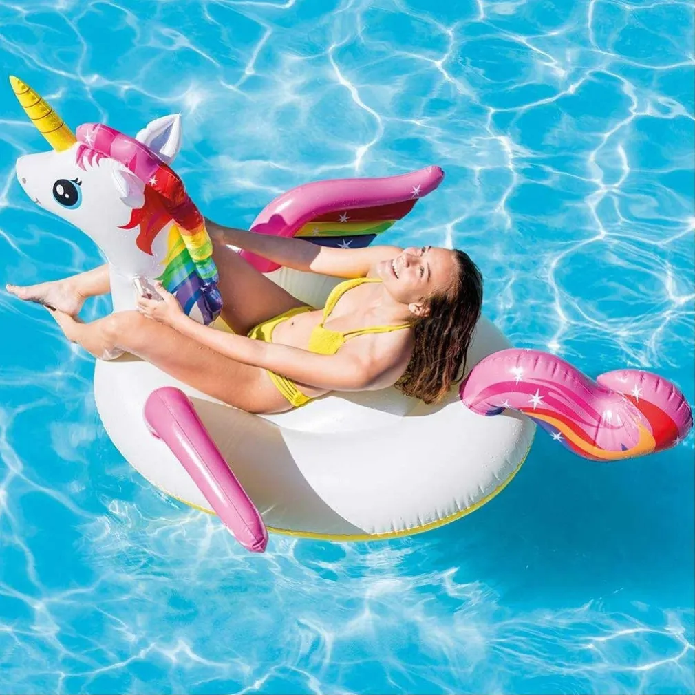 UNICORNO GONFIABILE GIGANTE MATERASSINO CAVALCABILE MARE PISCINA 201 X 140 X 97 CM