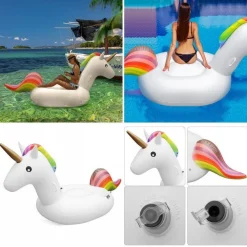 UNICORNO GONFIABILE GIGANTE ISOLA MATERASSINO MARE PISCINA MAXI 224X164 cm