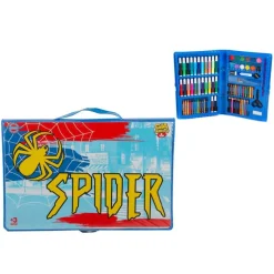 VALIGETTA SPIDER CON COLORI ASSORTITE 86 PEZZI PER BAMBINI ETÀ 3+ GIOCO SICURO