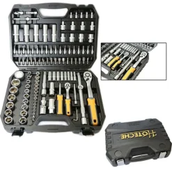 VALIGIA SET CHIAVI A BUSSOLA 110 PZ 1/2" 1/4" CHIAVI A CRICCHETTO REVERSIBILI