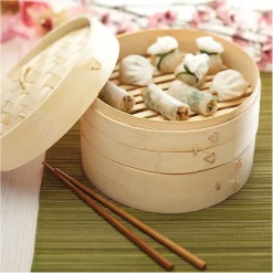 VAPORIERA IN LEGNO DI BAMBOO CUOCIVAPORE 20CM COTTURA VAPORE CUCINA ASIATICA