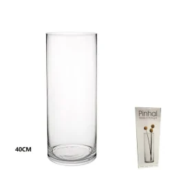 VASO 40CM CLILINDRICO IN VETRO TRASPARENTE ELEGANTE PER FIORI PIANTE