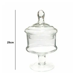 VASO CON COPERCHIO AMPOLLA ALZATINA BISCOTTIERA PER CONFETTATA VETRO 29CM