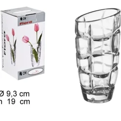 VASO FLORA 19CM DIAMETRO 9,3 CRISTALLO TRASPARENTE VETRO PORTAFIORI PORTAPIANTA