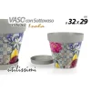 VASO GIARDINO CON SOTTOVASO IN PLASTICA DECORO ISOLA 32X29CM PIANTE FIORI 845383