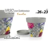 VASO GIARDINO CON SOTTOVASO IN PLASTICA DECORO ISOLA 26X23CM PIANTE FIORI 845376
