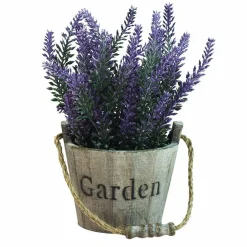 VASO LEGNO SCRITTA GARDEN FIORI LAVANDA ARTIFICIALI PIANTINA DECORAZIONE CASA APPENDERE