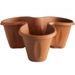 VASO TESTA TRIFOGLIO 40X16CM IN PLASTICA COLORE TERRACOTTA SOVRAPPONIBILE PIANTE
