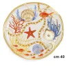 VASSOIO TONDO CON CONCHIGLIE E CORALLI STILE MARINO CENTROTAVOLA DIAMETRO 33 CM