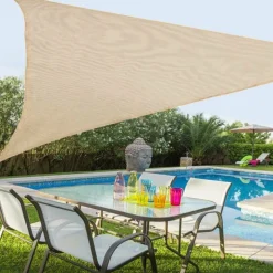 VELA TELO PARASOLE 3X3MT TENDA TRIANGOLARE OMBREGGIANTE GIARDINO TESSUTO COLORE