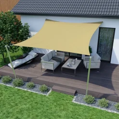 VELA TENDA QUADRATA PARASOLE PROTEZIONE SOLE OMBREGGIATURA GIARDINO 3X3MT BEIGE 017029