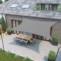 VELA TENDA QUADRATA PARASOLE PROTEZIONE SOLE OMBREGGIATURA GIARDINO 3X3MT GRIGIO 222584