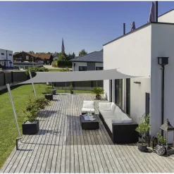 VELA TENDA QUADRATA PARASOLE PROTEZIONE SOLE OMBREGGIATURA GIARDINO 3X3MT GRIGIO 222584