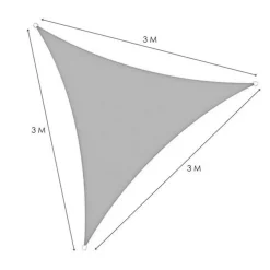 VELA TENDA TRIANGOLARE PARASOLE PROTEZIONE SOLE OMBREGGIATURA GIARDINO 3X3X3MT GRIGIO 222568