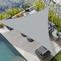 VELA TENDA TRIANGOLARE PARASOLE PROTEZIONE SOLE OMBREGGIATURA GIARDINO 3X3X3MT GRIGIO 222568