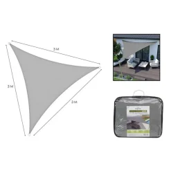 VELA TENDA TRIANGOLARE PARASOLE PROTEZIONE SOLE OMBREGGIATURA GIARDINO 3X3X3MT GRIGIO 222568
