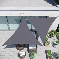 VELA TENDA TRIANGOLARE PARASOLE PROTEZIONE SOLE OMBREGGIATURA GIARDINO 3X3X3MT GRIGIO 222568