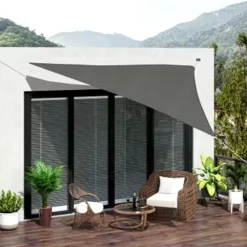 VELA TENDA TRIANGOLARE PARASOLE PROTEZIONE SOLE OMBREGGIATURA GIARDINO 3X3X3MT GRIGIO 222568