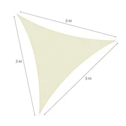 VELA TENDA TRIANGOLARE PARASOLE PROTEZIONE SOLE OMBREGGIATURA GIARDINO 3X3X3MT BEIGE 017019
