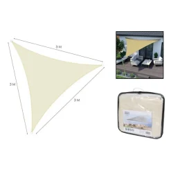 VELA TENDA TRIANGOLARE PARASOLE PROTEZIONE SOLE OMBREGGIATURA GIARDINO 3X3X3MT BEIGE 017019
