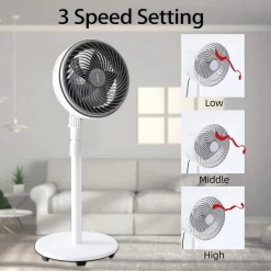 VENTILATORE A PIANTANA 90 W CON MOTORE CCA 3 VELOCITÀ ALTEZZA 100CM 5 PALE DA 10”