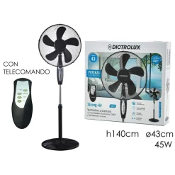 VENTILATORE A PIANTANA CON 5 PALE CON TELECOMANDO H 140 CM Ø 43 CM 45 WATT
