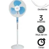 VENTILATORE A PIANTANA PALA 40CM BASE TONDA OSCILLANTE 3 VELOCITà TIMER 65W