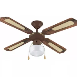 VENTILATORE A SOFFITTO 4 PALE 108CM 3 VELOCITA' + LUCE IN LEGNO E METALLO 55W