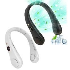 VENTILATORE DA COLLO PORTATILE DISPLAY 5 LIVELLI VELOCITÀ RICARICABILE USB SPORT