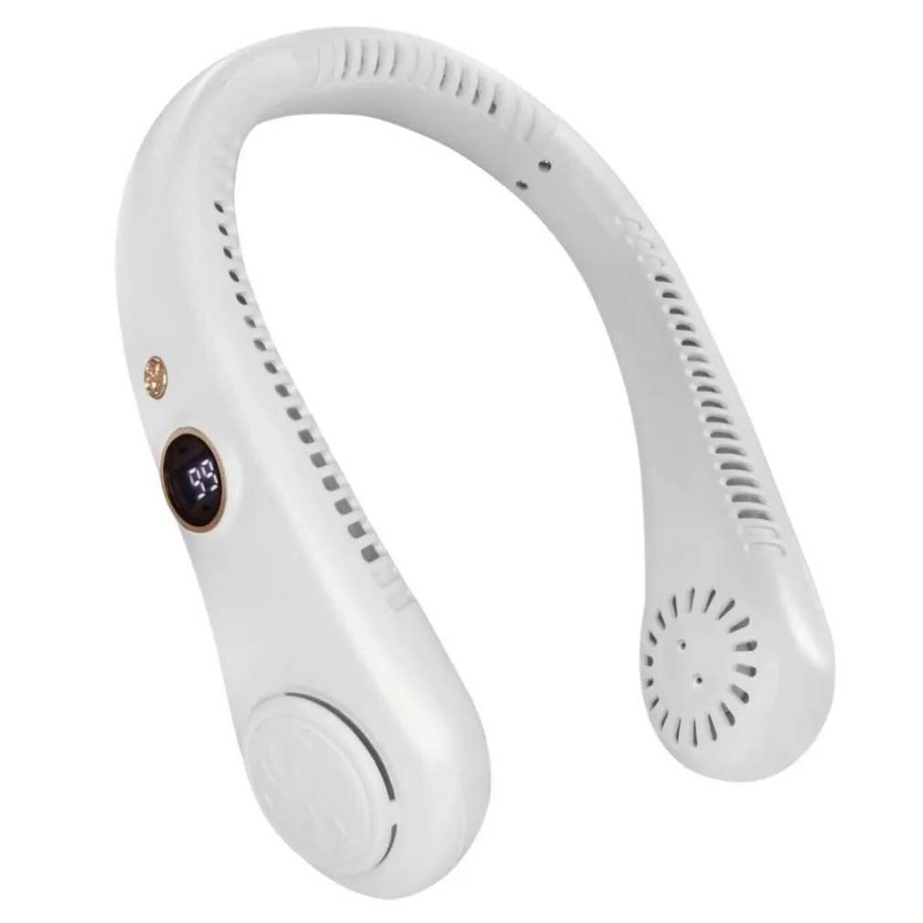 VENTILATORE DA COLLO PORTATILE DISPLAY 5 LIVELLI VELOCITÀ RICARICABILE USB SPORT