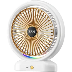 VENTILATORE DA TAVOLO USB RICARICABILE CON CIRCOLATORE D'ARIA A LUCE COLORATA 3 VELOCITÀ