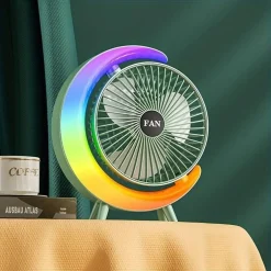 VENTILATORE DA TAVOLO USB 3 VELOCITA' CON LUCE RGB COMPATTO SILENZIOSO PORTATILE