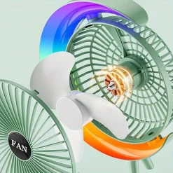 VENTILATORE DA TAVOLO USB 3 VELOCITA' CON LUCE RGB COMPATTO SILENZIOSO PORTATILE