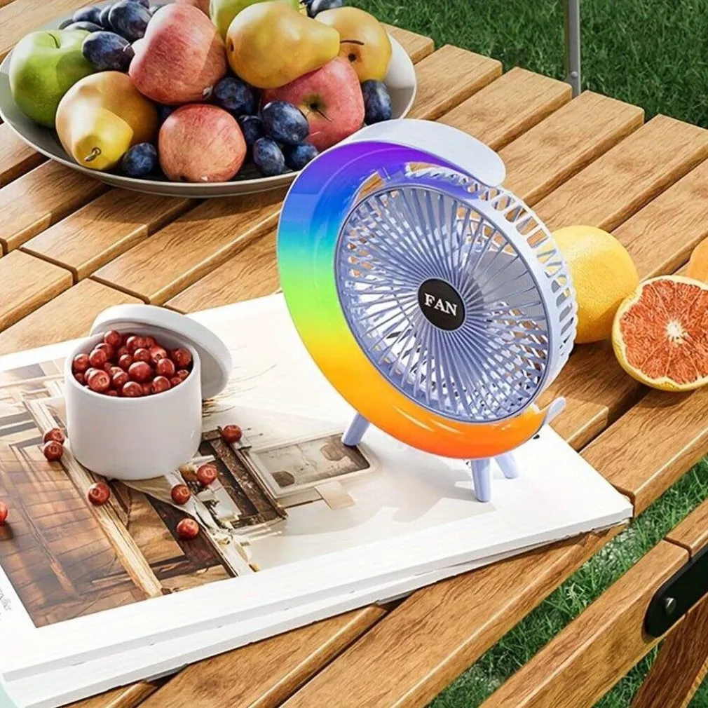 VENTILATORE DA TAVOLO USB 3 VELOCITA' CON LUCE RGB COMPATTO SILENZIOSO PORTATILE