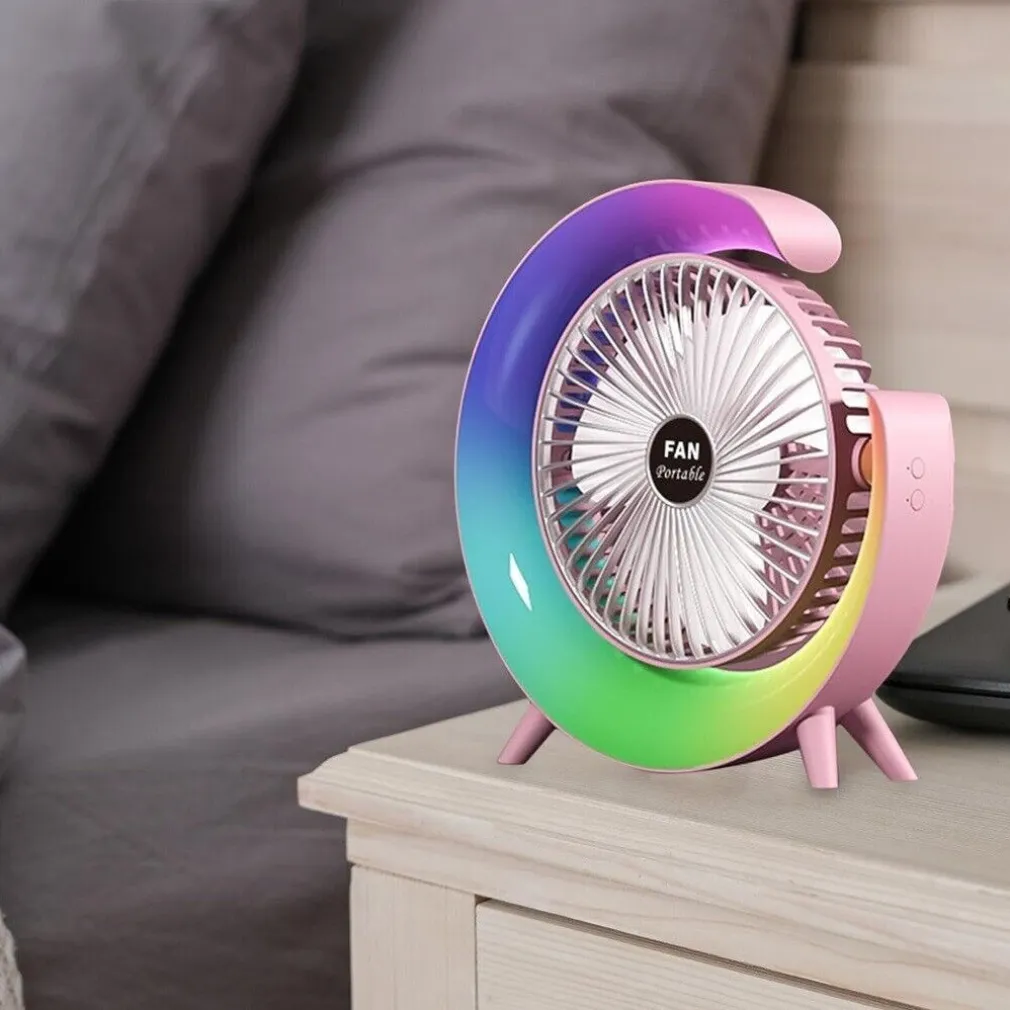 VENTILATORE DA TAVOLO USB 3 VELOCITA' CON LUCE RGB COMPATTO SILENZIOSO PORTATILE