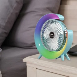 VENTILATORE DA TAVOLO USB 3 VELOCITA' CON LUCE RGB COMPATTO SILENZIOSO PORTATILE